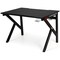 Black MDF PVC Gaming Desk with Steel Frame, Headphone Hook and Cup Holder
